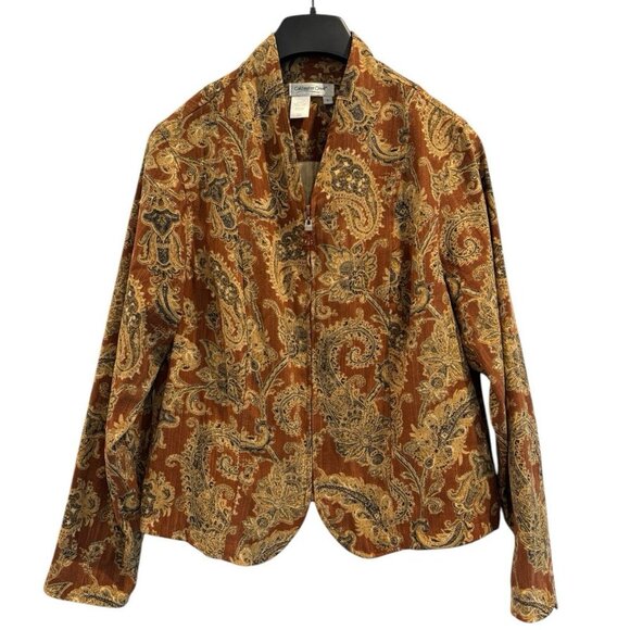 Coldwater Creek‎ Boho Paisley Tapestry Jacket | Size L Boho Fallcore Cottagecore - Picture 1 of 4